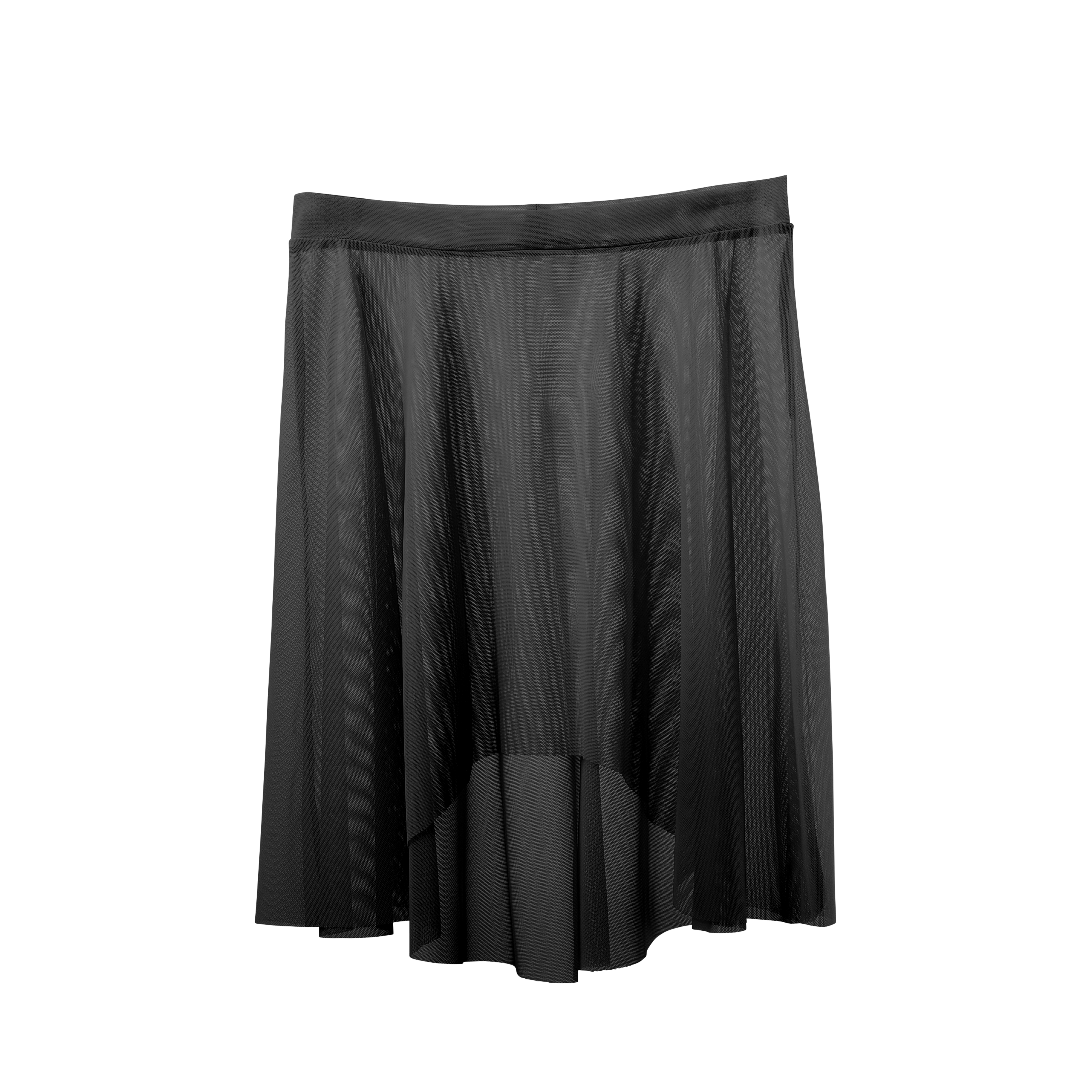 Meridien Mesh High-Low Above Knee Skirt