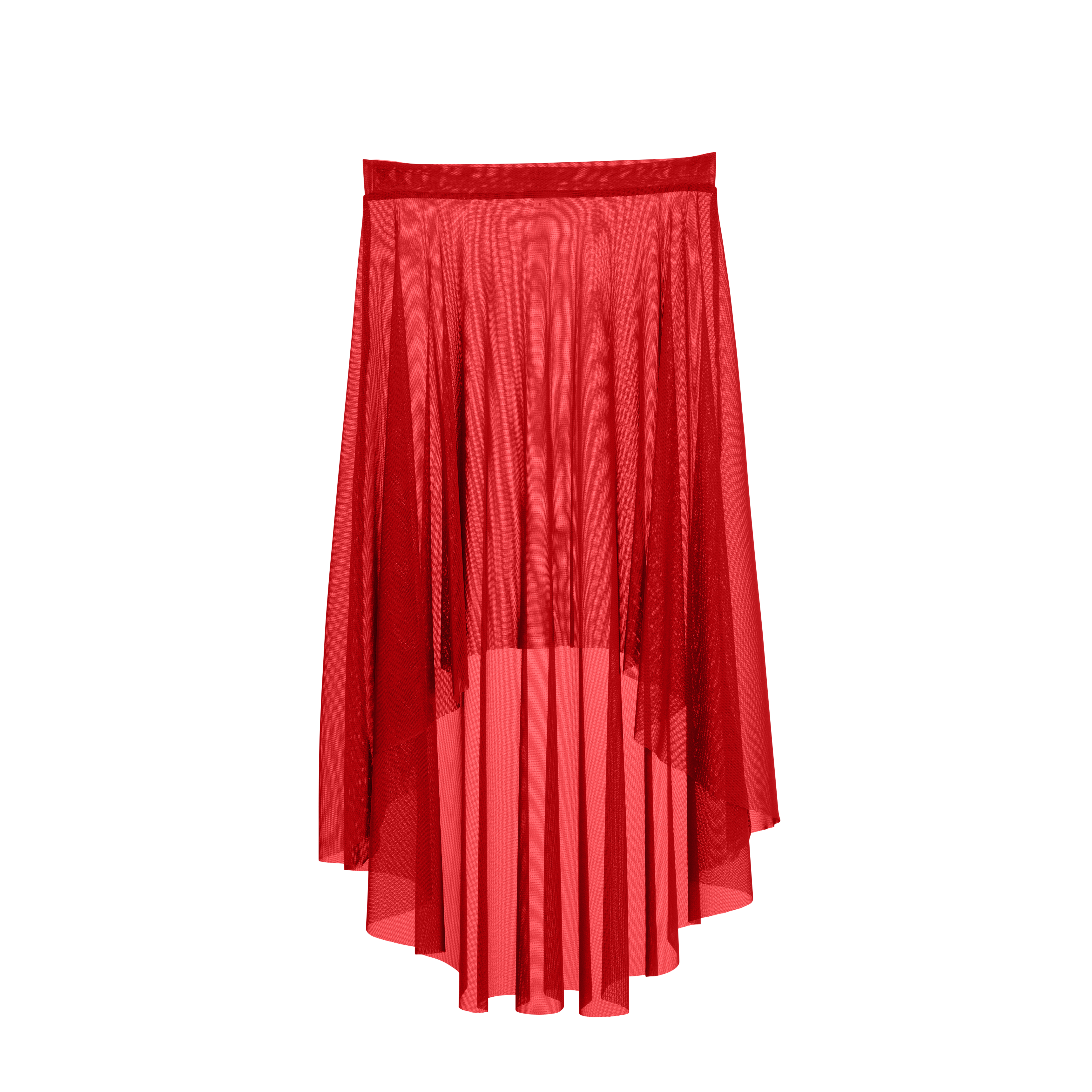Meridien Mesh High-Low Midi Skirt